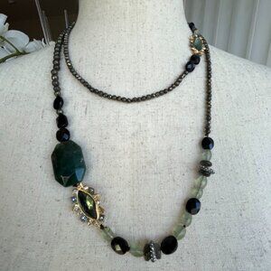 NWT ALEXIS BITTAR 50" Crystal & Stone Station Necklace